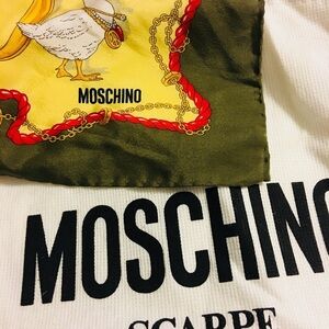 Moschino Olive, Yellow & Red Graphic Logo Scarf Top
